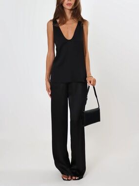 April Seven Satin Pants - Black